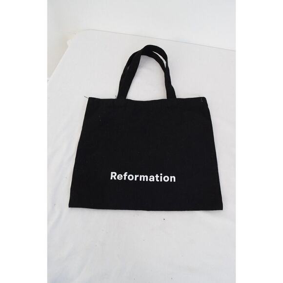 REFORMATION Canvas Tote Shoulder Bag 12'x13.5' Black Groceries Shopping Purse - Picture 1 of 3
